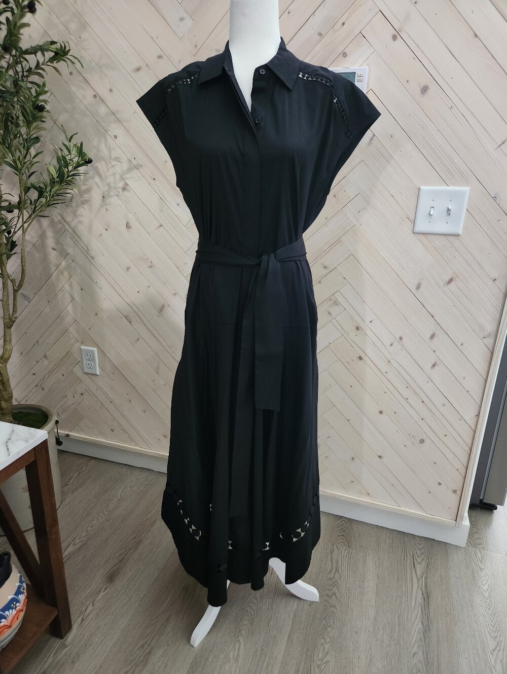 Chico's Black Maxi Shirt Dress with Self Tie